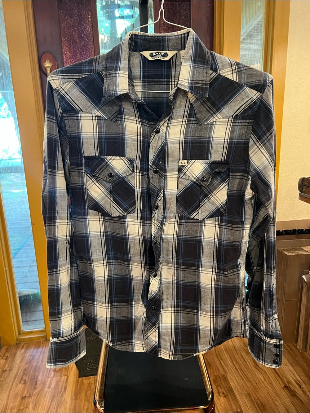 Men's Plaid Button-Down Shirt - Black & White by Ecko